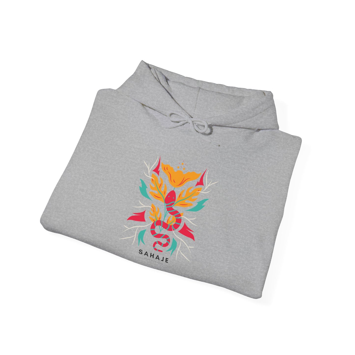 Floral Snake Hoodie — Colorful Serpent & Bloom Graphic Sweatshirt