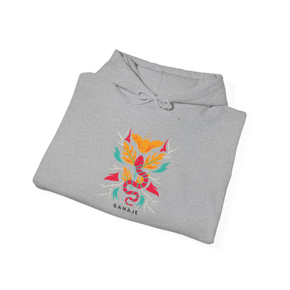 Floral Snake Hoodie — Colorful Serpent & Bloom Graphic Sweatshirt