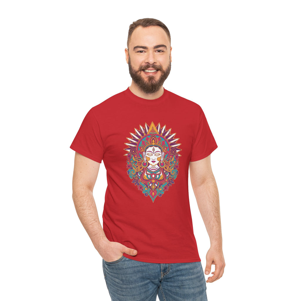 Spiritual Goddess Sun Mandala Tee — Colorful Boho Yoga T‑Shirt