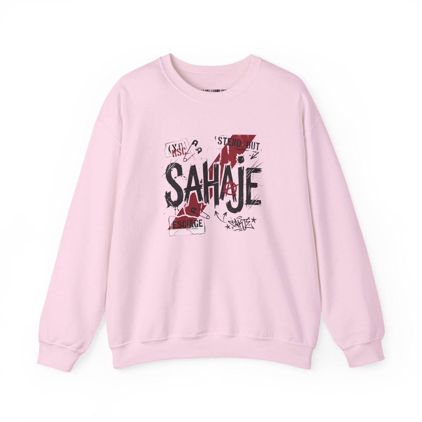 Crewneck Sweatshirt — 'Sahaje' Distressed Script Graphic