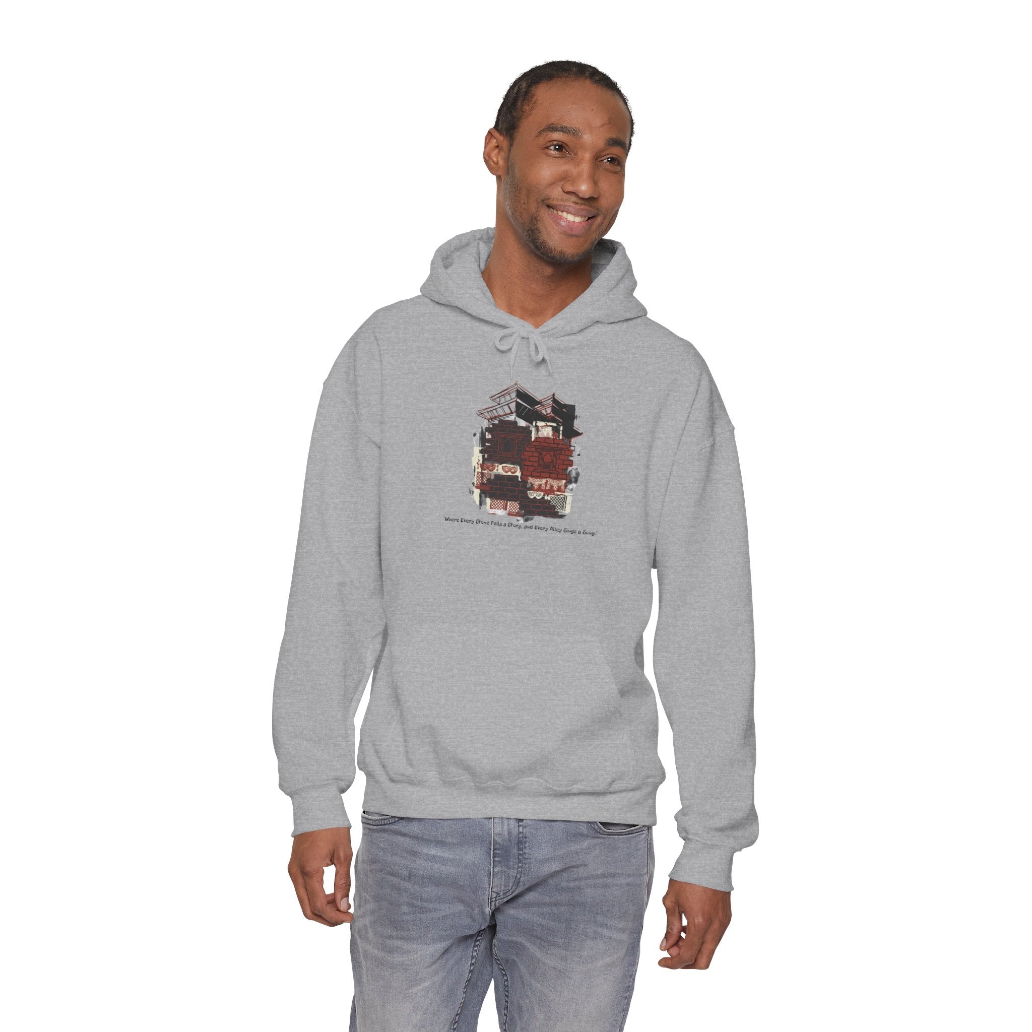 Hoodie — Vintage Urban Industrial Building Graphic Hoodie (Architectural Sketch)