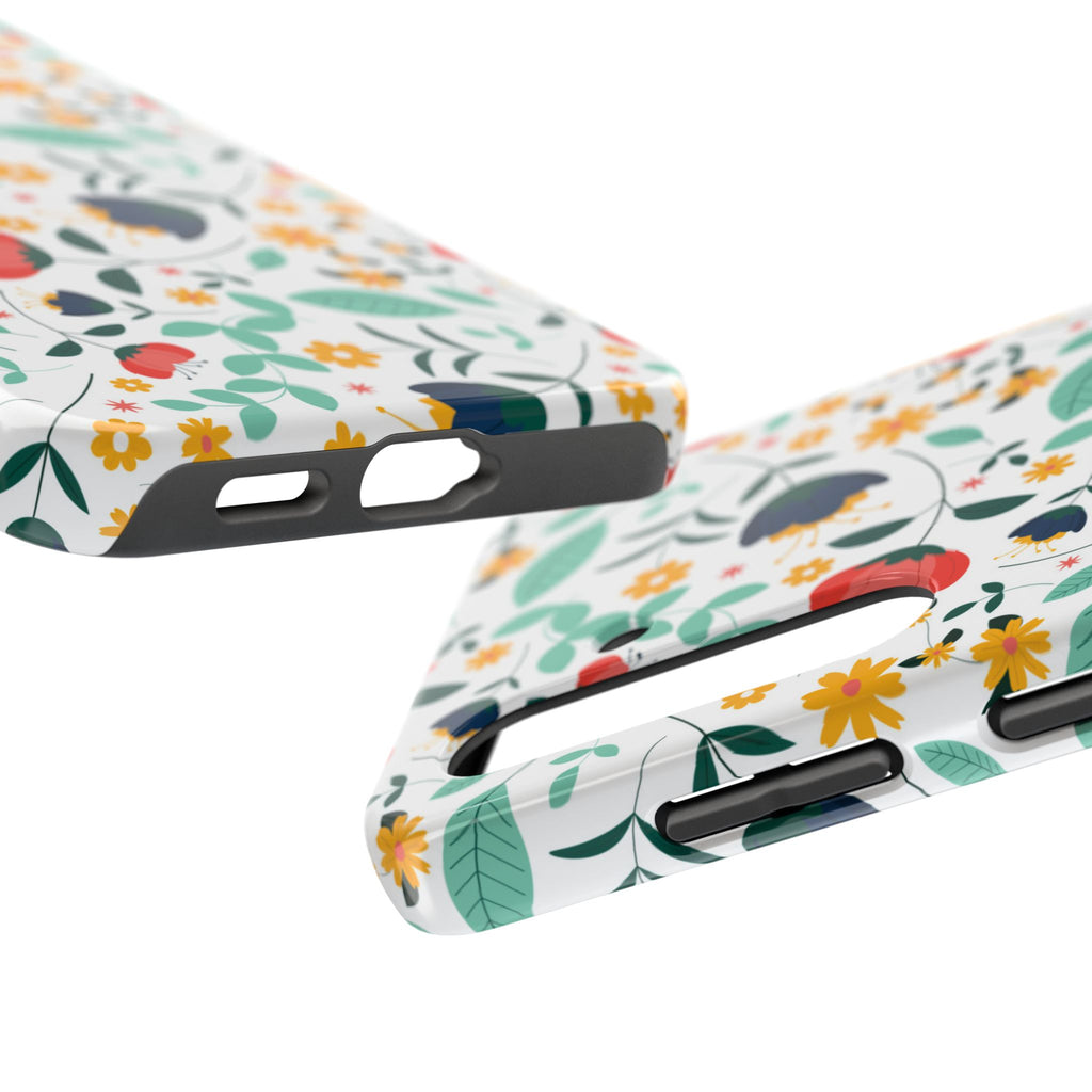 Floral Pattern Tough Phone Case — Colorful Spring Flowers Phone Cover