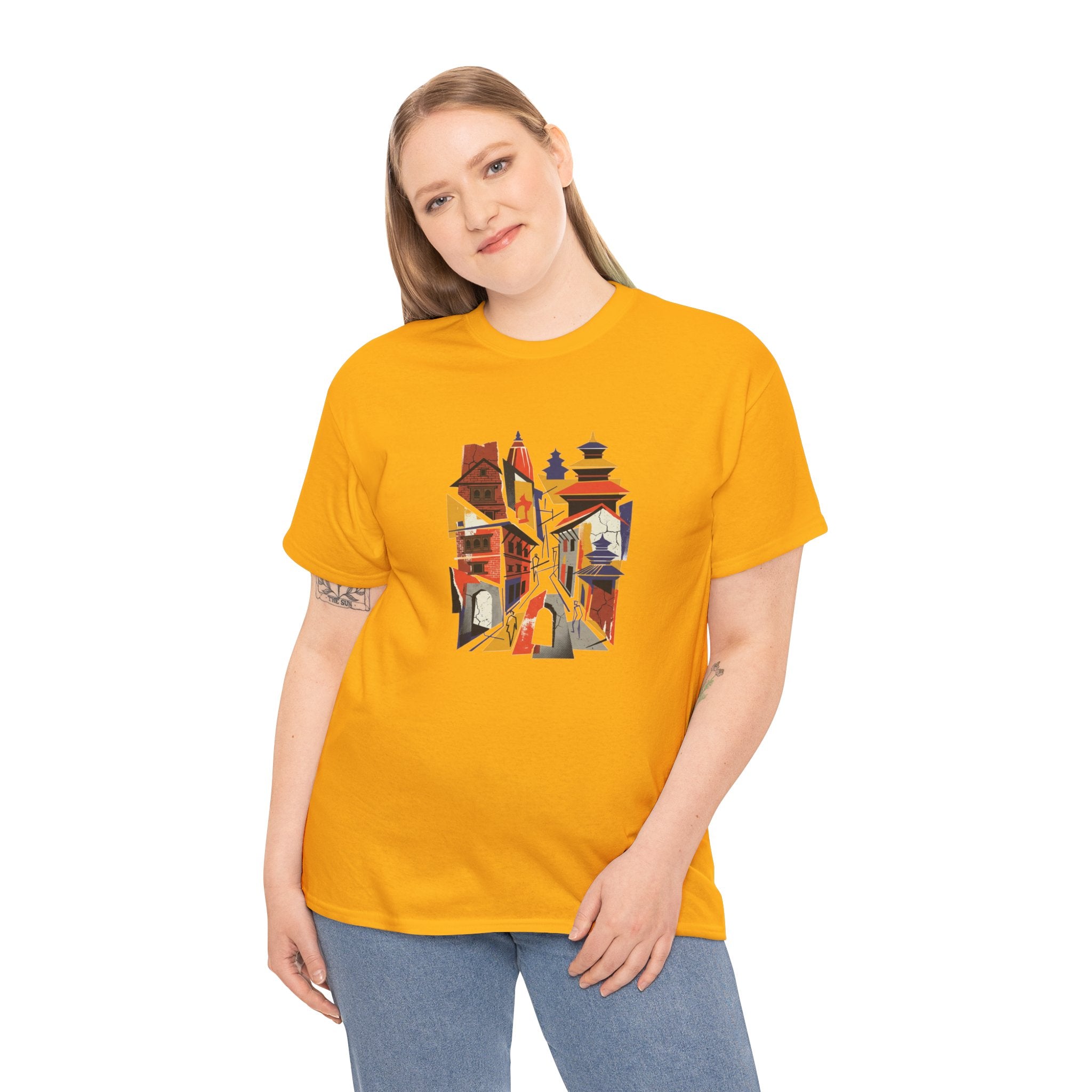 Cityscape Abstract Tee — Colorful Urban Architecture Graphic T‑Shirt