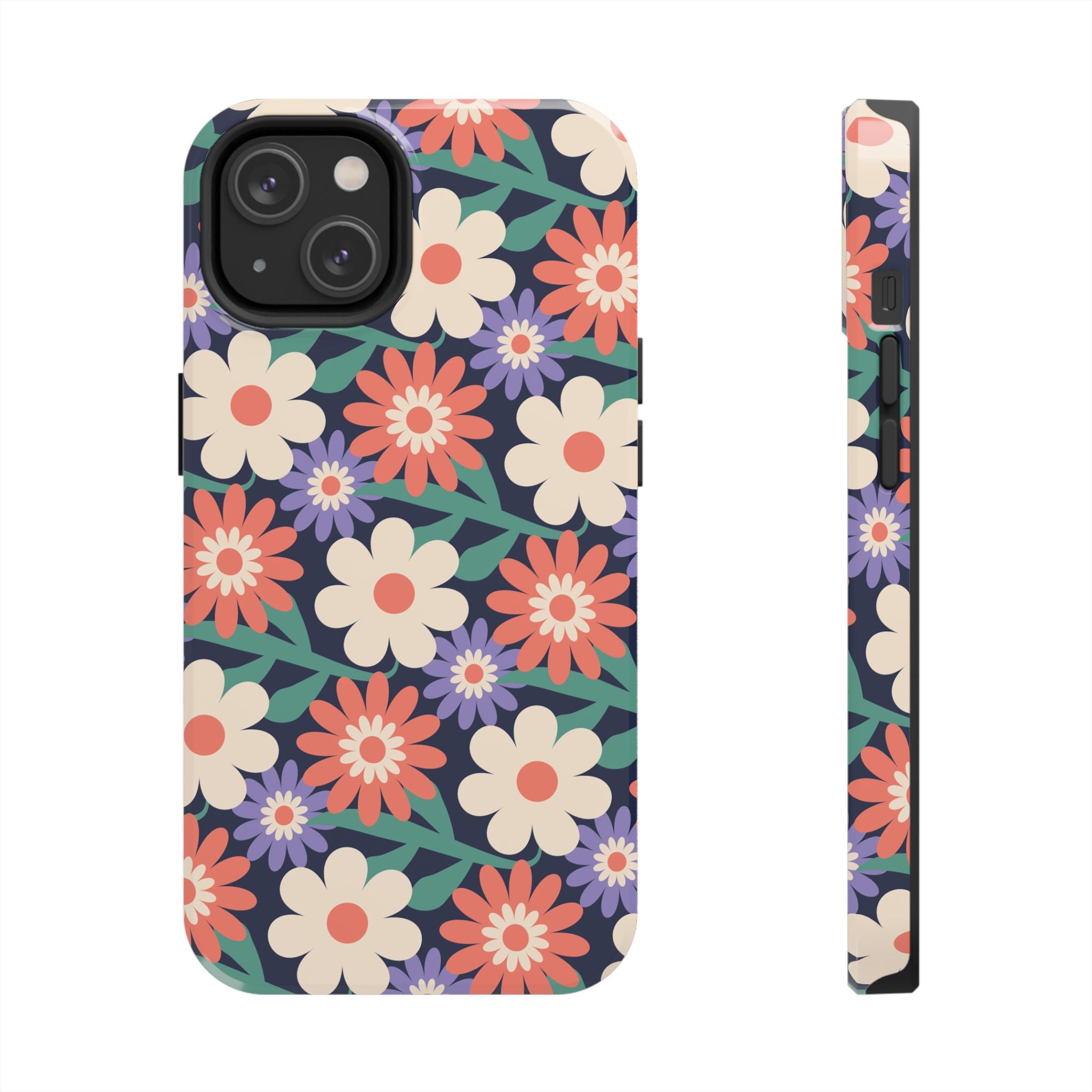 Floral Tough Phone Case — Retro Daisies Protective Phone Cover