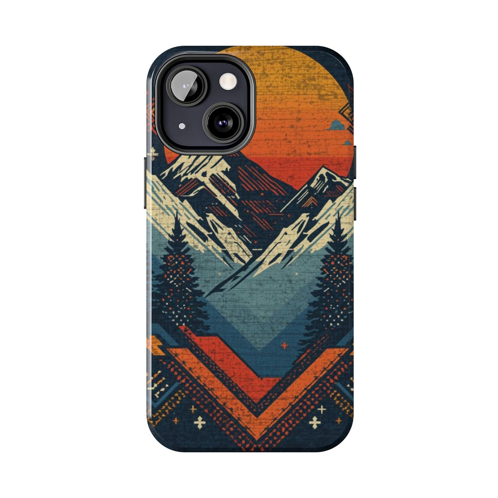 Tough Phone Case — Retro Mountain Sunset Design