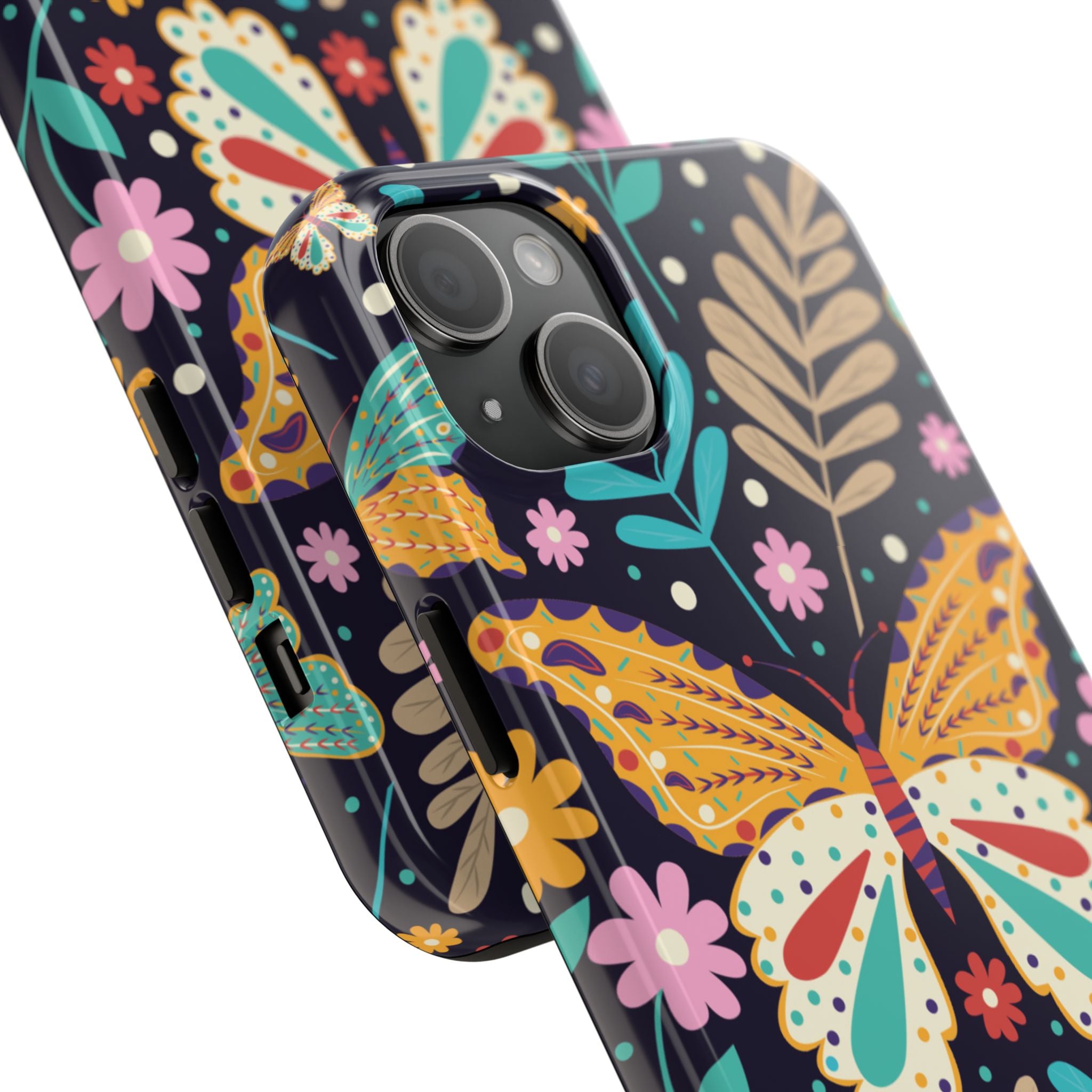 Floral Butterfly Tough Phone Case — Colorful Garden Protective Cover