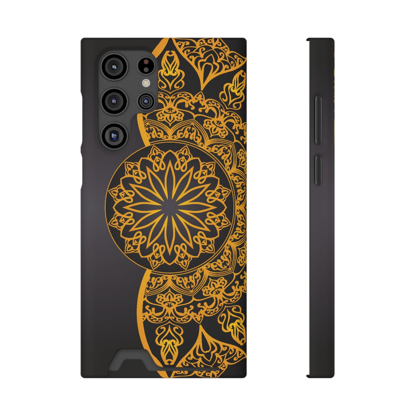 Elegant Mandala Phone Case With Card Holder, Boho Chic Gift, Smartphone Protector, Functional Accessory, Stylish Tech Decor
