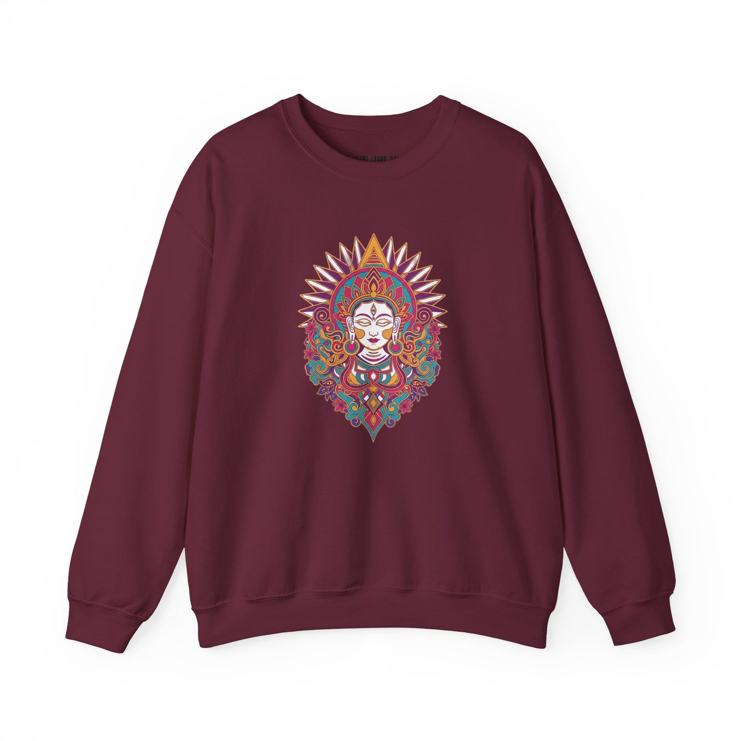 Crewneck Sweatshirt — Colorful Mandala Goddess Graphic