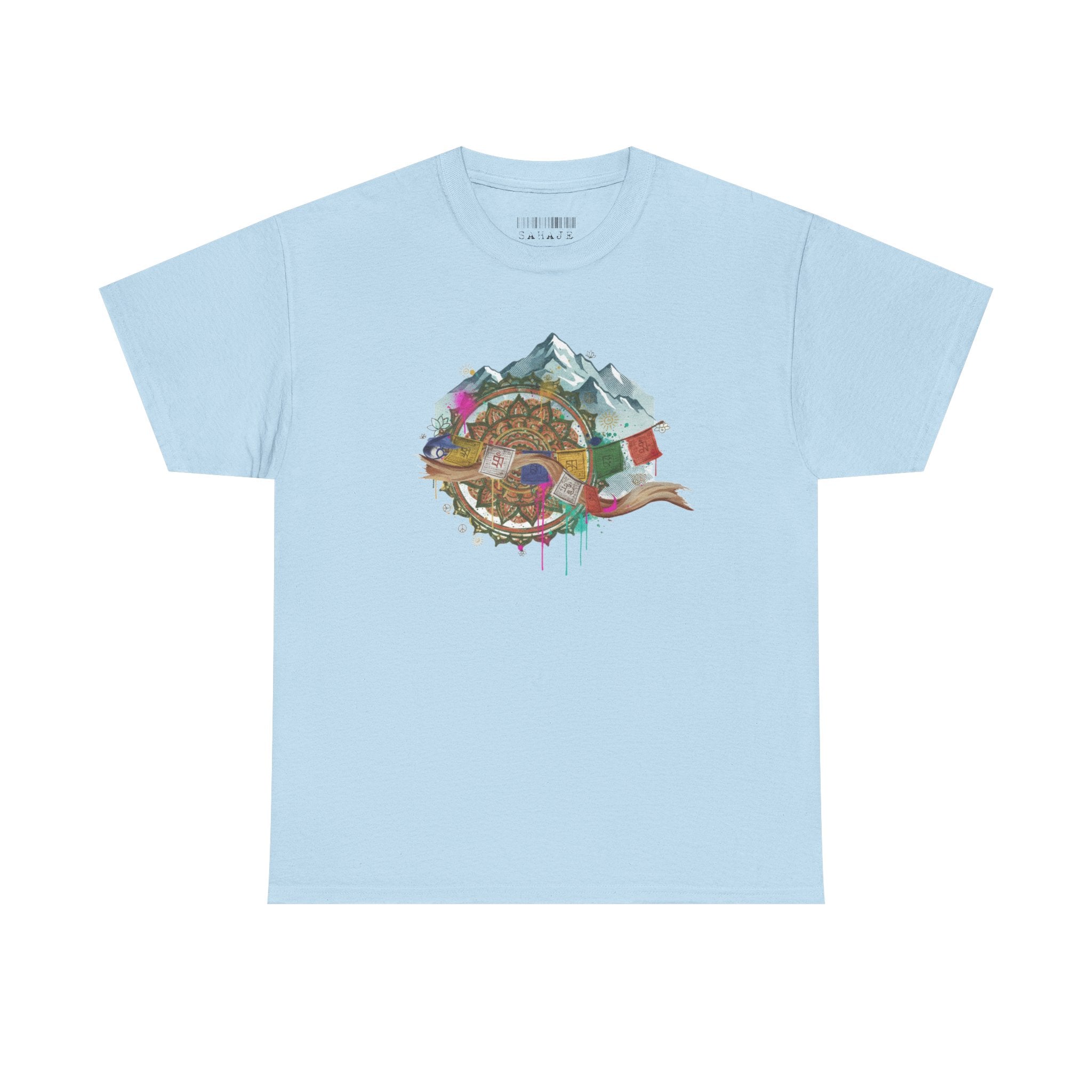 Adventure Compass Graphic Tee — Mountain, Globe & Flag Illustration
