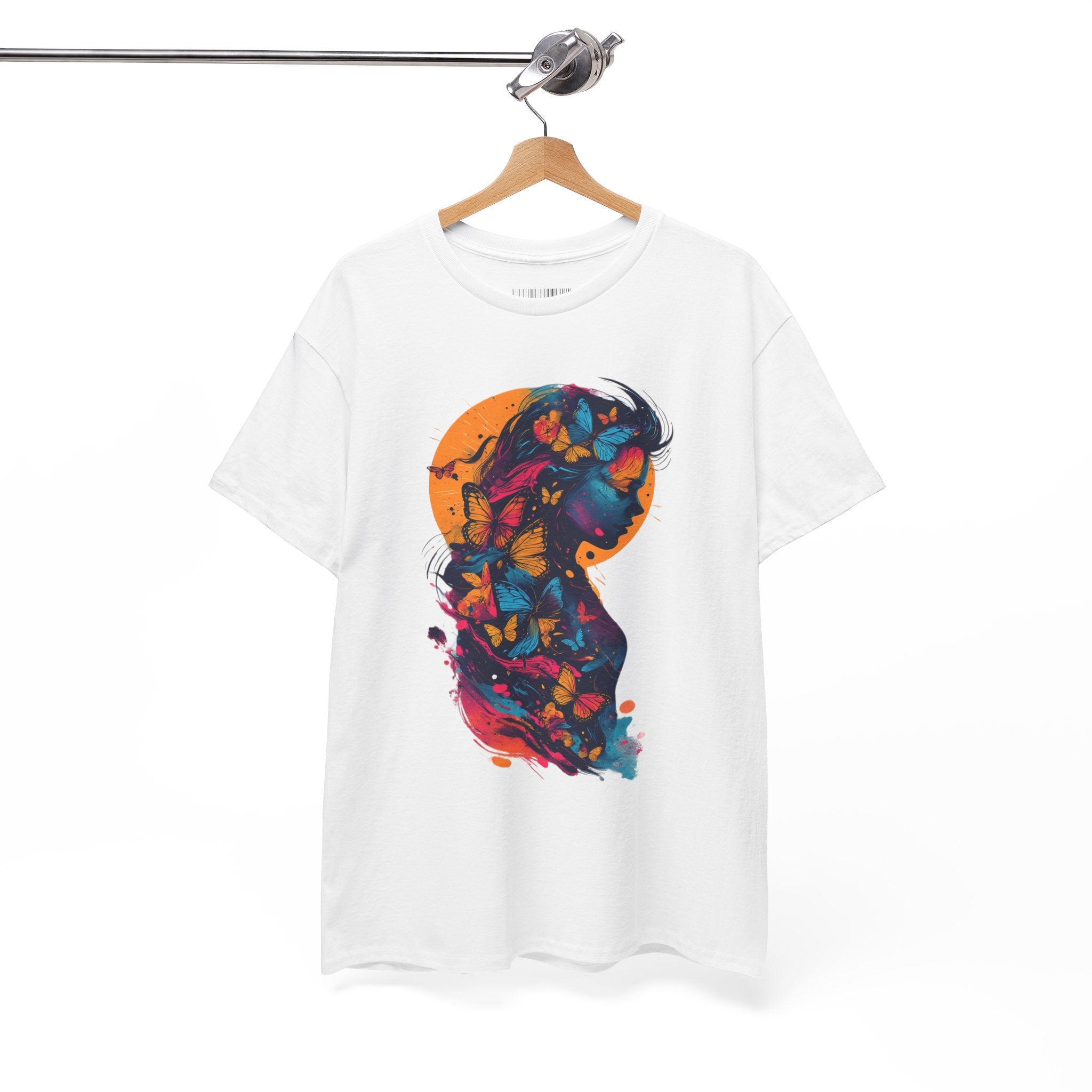 Butterfly Silhouette Graphic Tee — Colorful Maternity Profile Design