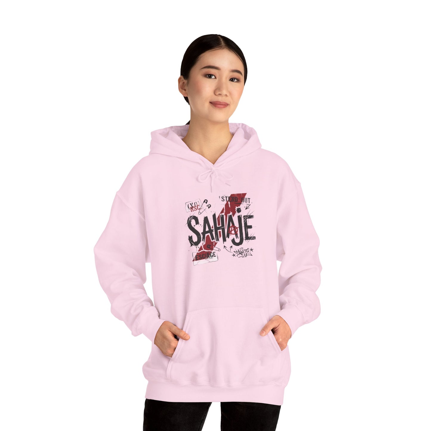 Sahaje Graphic Hoodie – Distressed Vintage Script Pullover