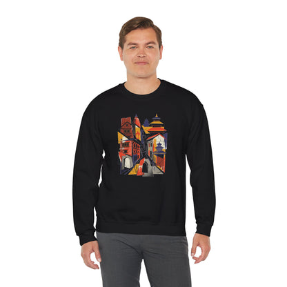 Crewneck Sweatshirt — Abstract Cityscape Graphic (Colorful Architectural Illustration)