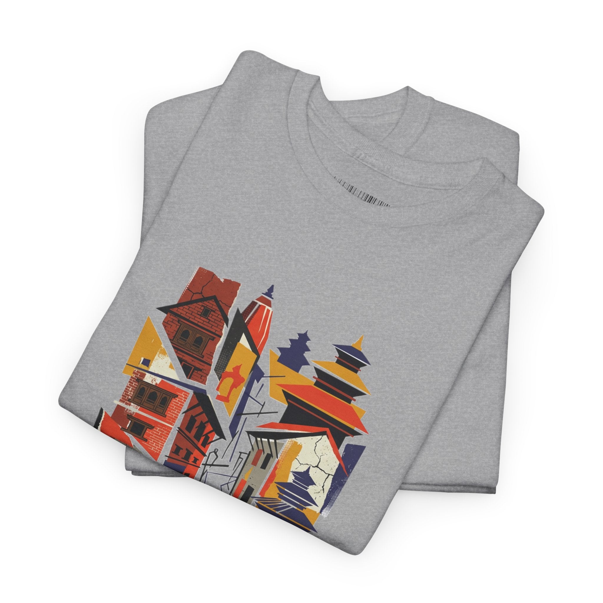 Cityscape Abstract Tee — Colorful Urban Architecture Graphic T‑Shirt