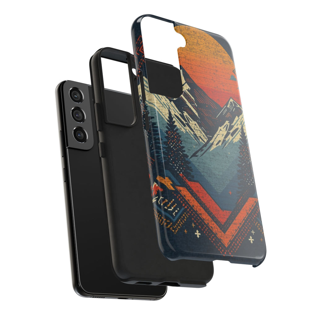 Tough Phone Case — Retro Mountain Sunset Design