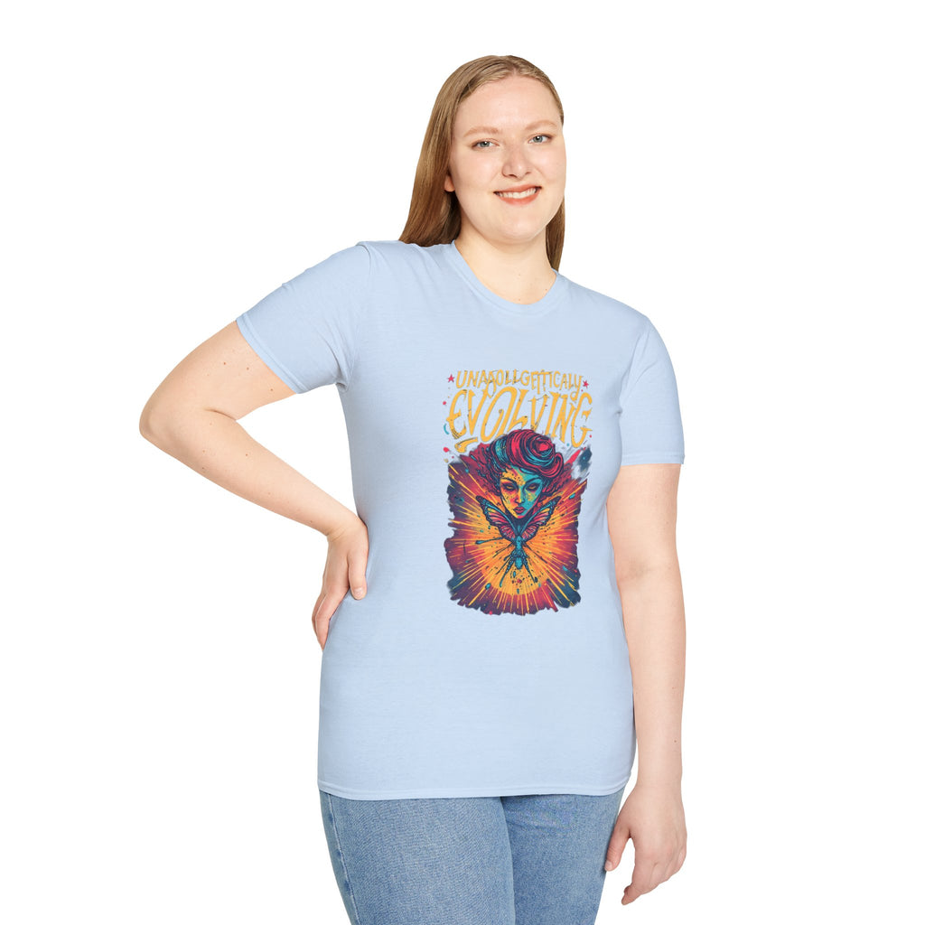 Evolving Butterfly Graphic T-Shirt — "Unapologetically Evolving" Vibrant Psychedelic Tee