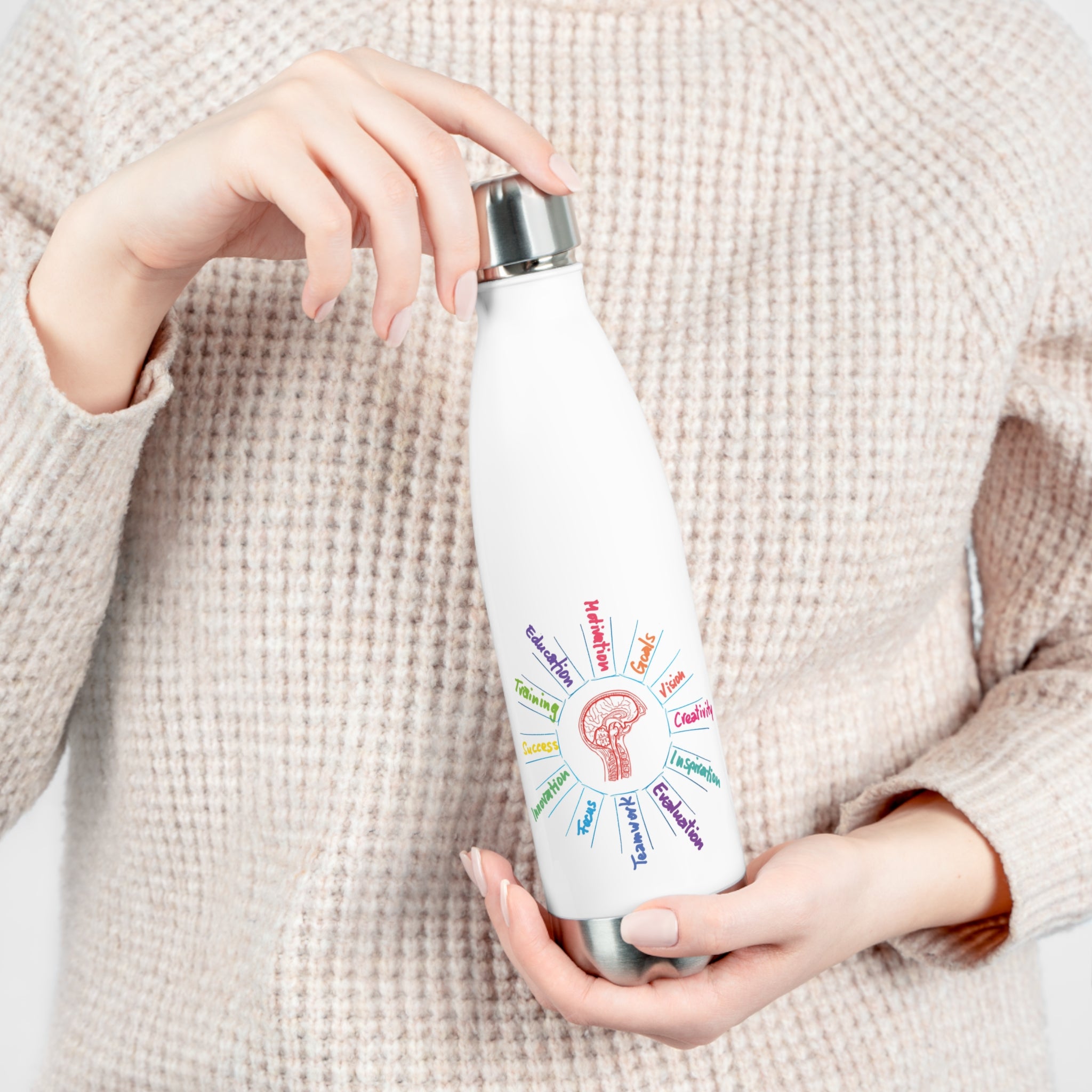 Creative Inspiration 20oz Insulated Bottle, Motivational Hydration Bottle, Gifts for Artists, Unique Water Bottle, Colorful Drinkware