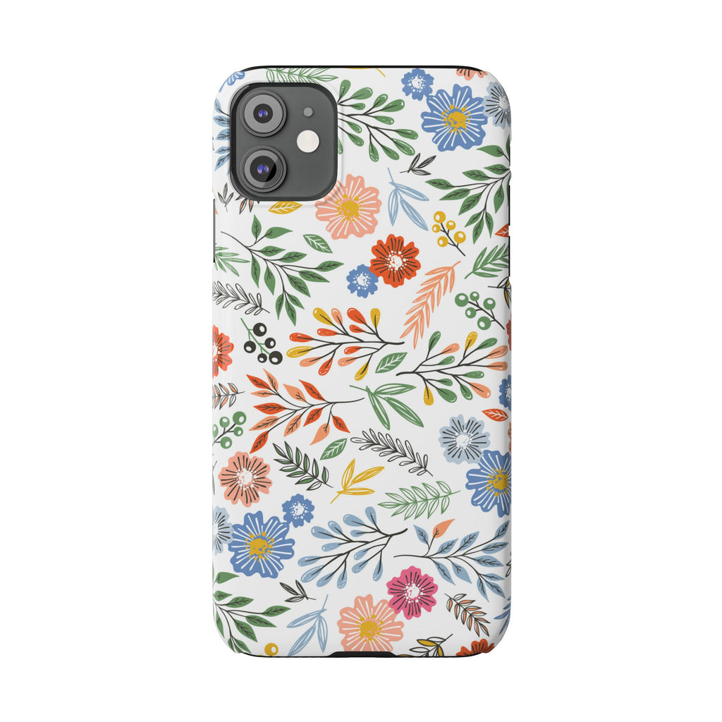 Slim Floral Phone Case — Colorful Hand-Drawn Wildflower Design