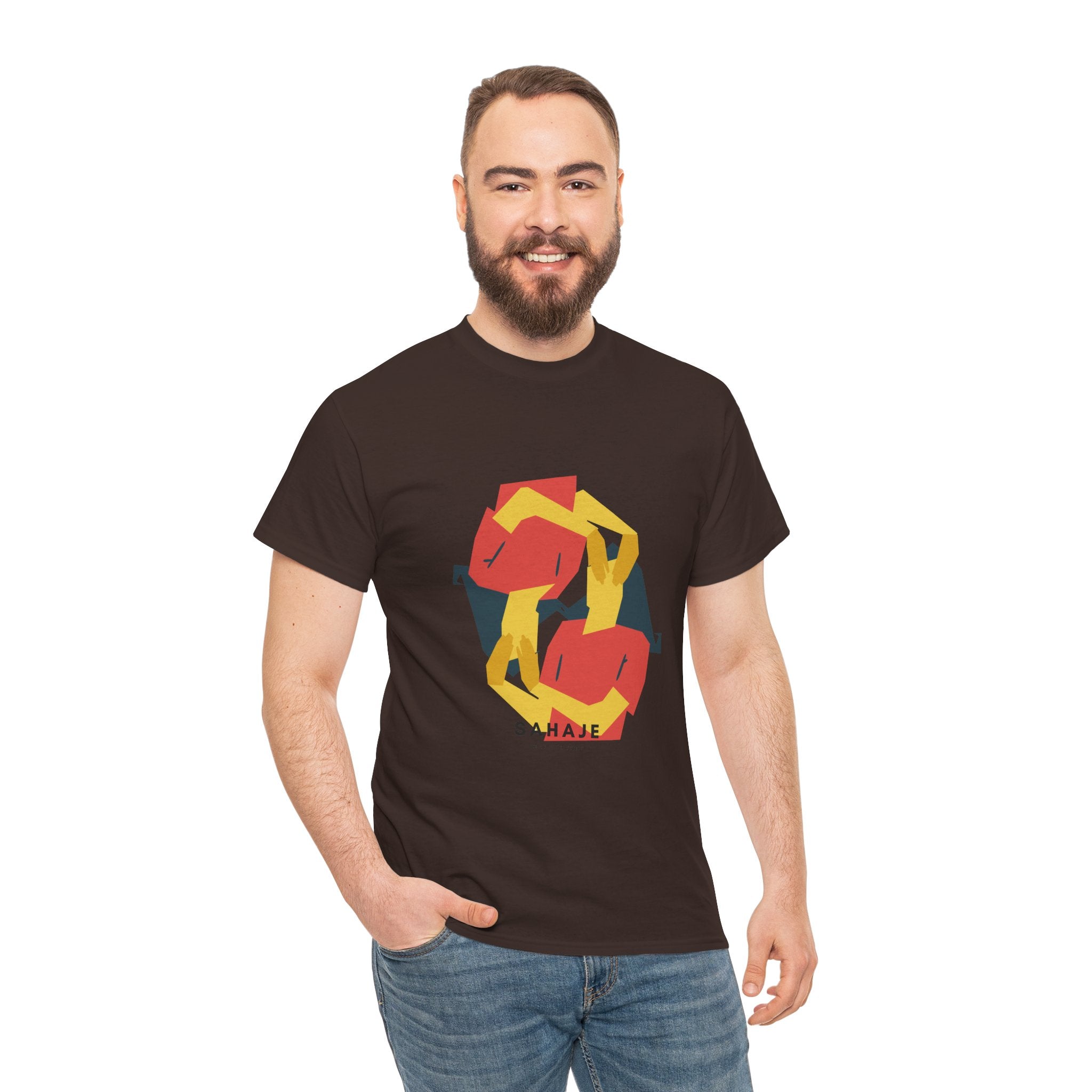Geometric Fox Tee — Stylized Red & Yellow Fox Illustration T-Shirt