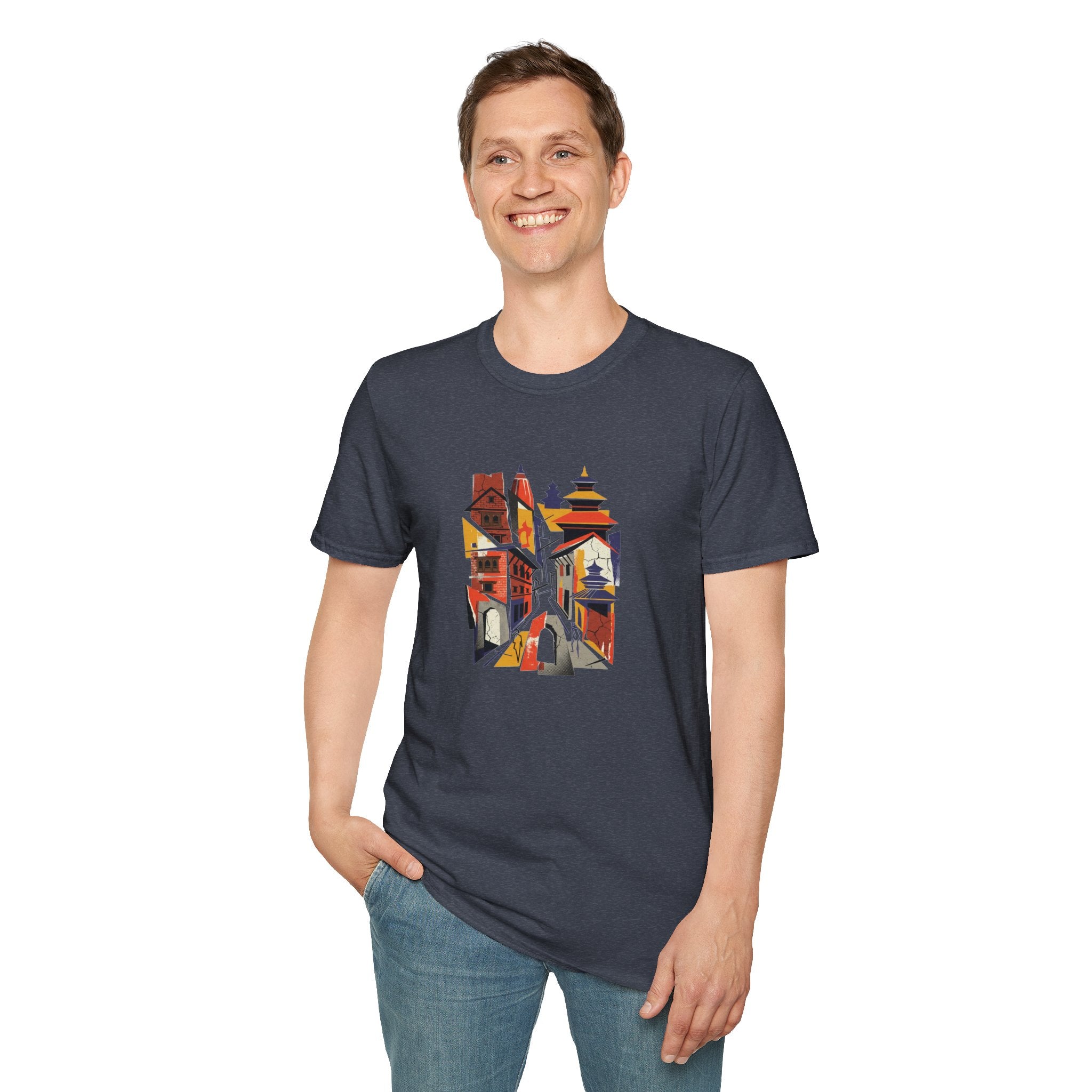 Cityscape Art Tee — Abstract Urban Alley Illustration T-Shirt