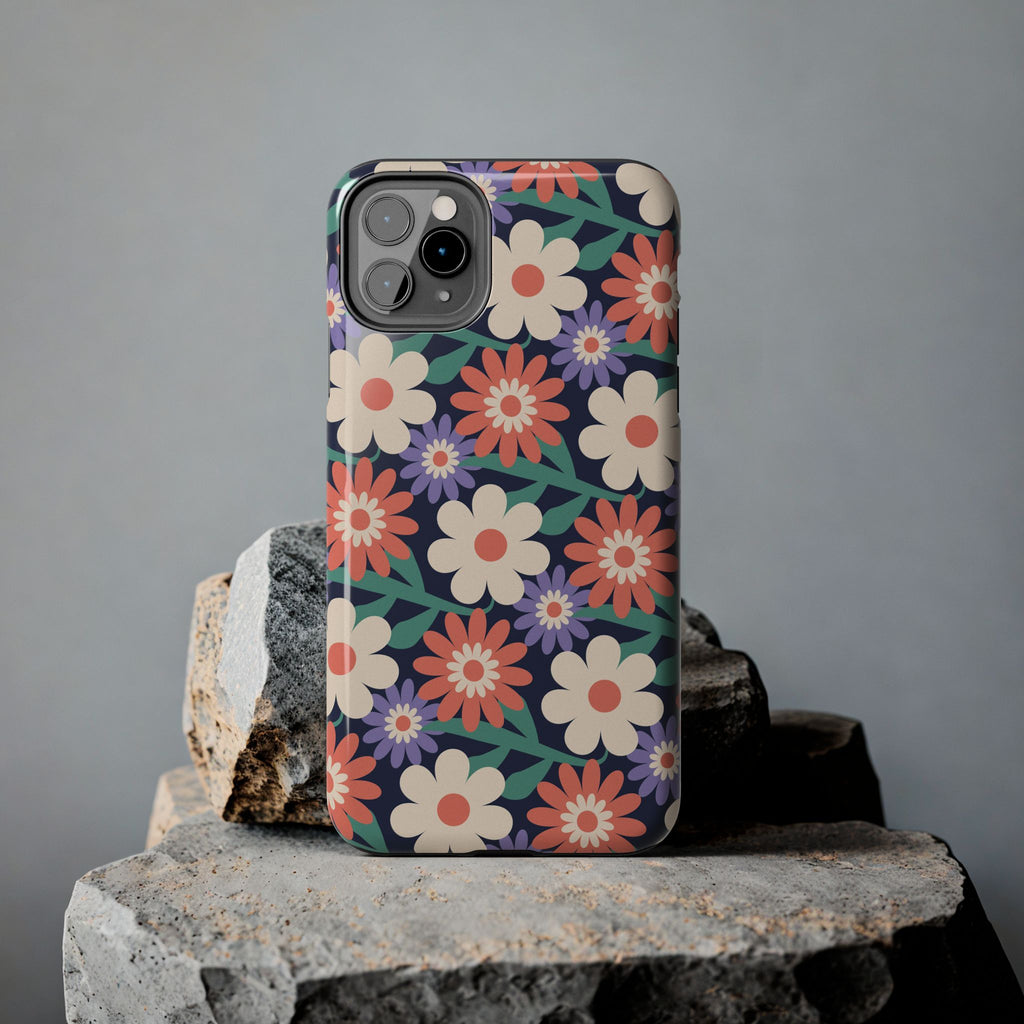 Floral Tough Phone Case — Retro Daisies Protective Phone Cover