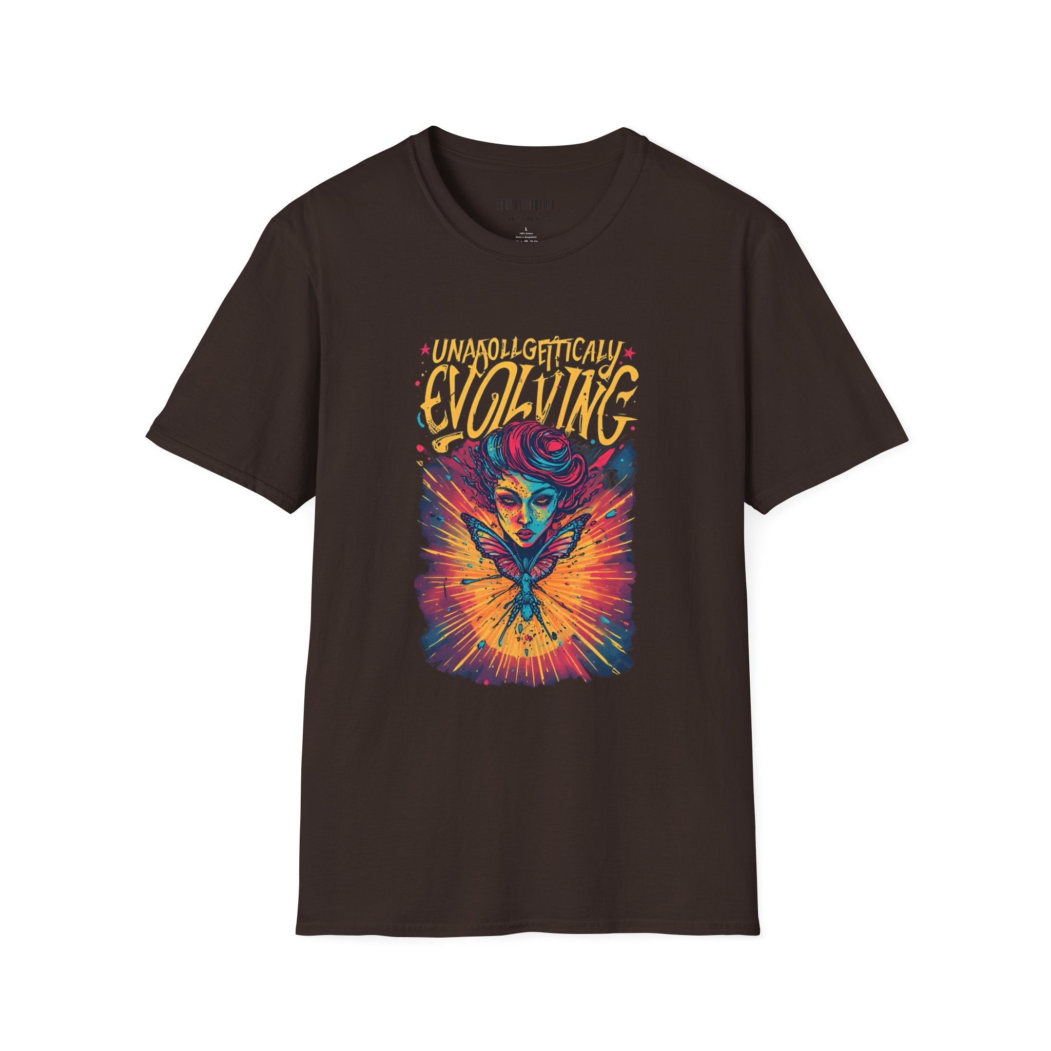 Evolving Butterfly Graphic T-Shirt — "Unapologetically Evolving" Vibrant Psychedelic Tee
