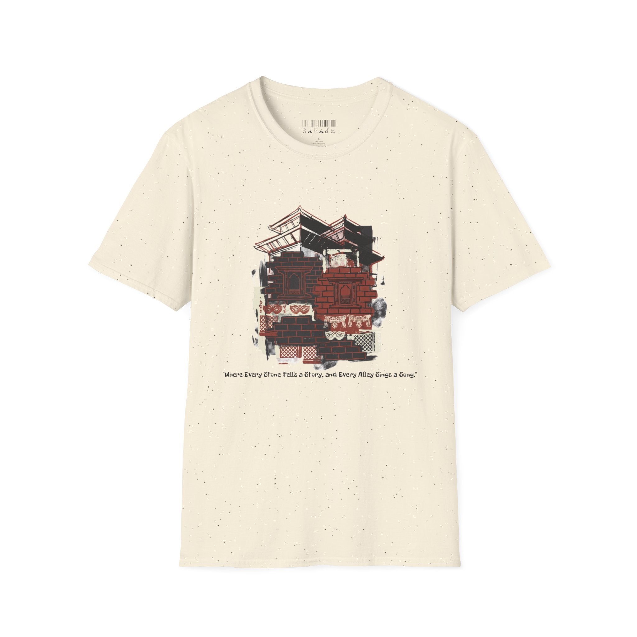 T-Shirt — Vintage Camper & Cabin Graphic Tee (“Woke 2 a New World & Now a Story” text)