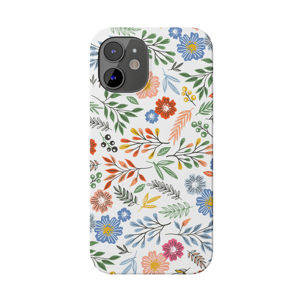 Slim Floral Phone Case — Colorful Hand-Drawn Wildflower Design