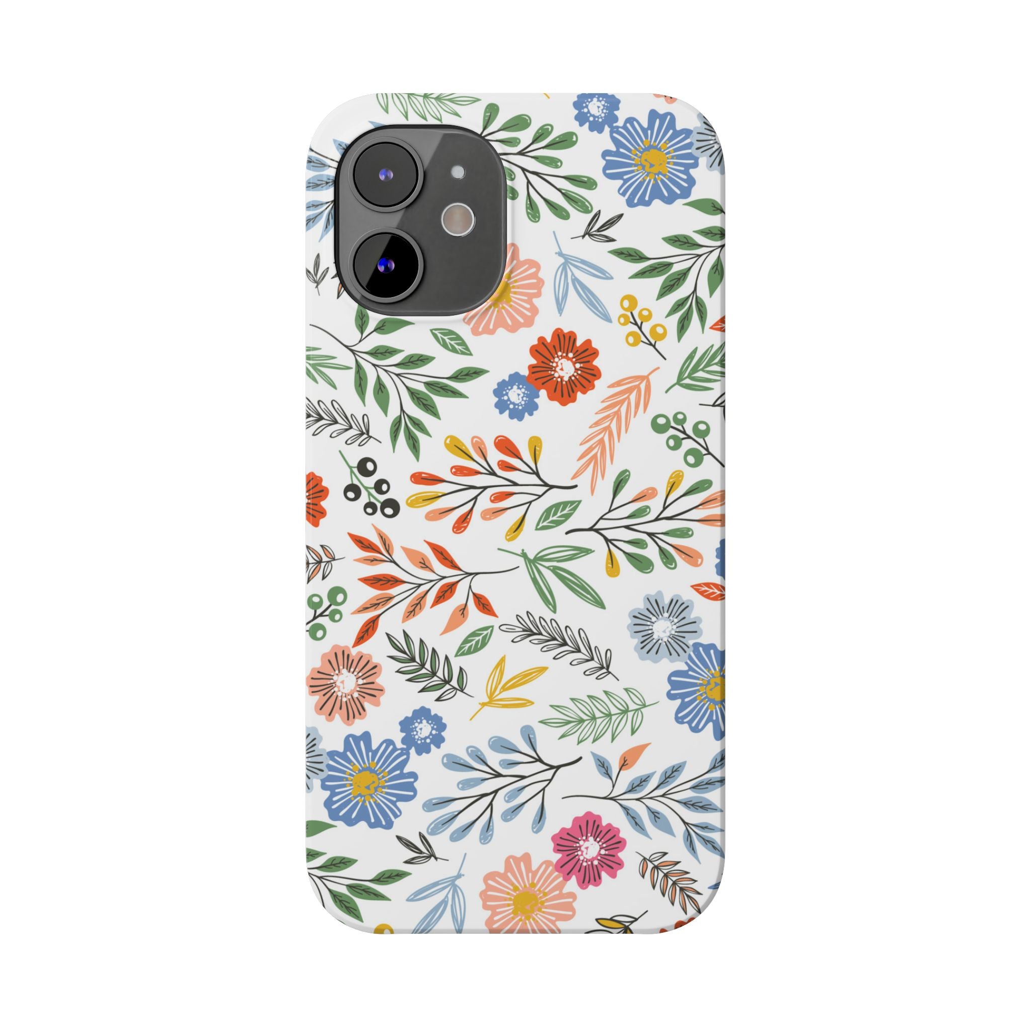 Slim Floral Phone Case — Colorful Hand-Drawn Wildflower Design