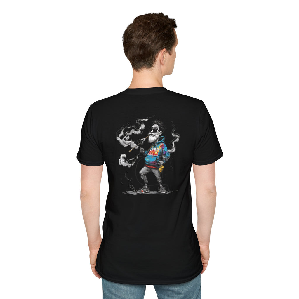 Cartoon T-Shirt – Funny Old Man Smoking Street Graphic Tee, Anti-Smoking Awareness Shirt