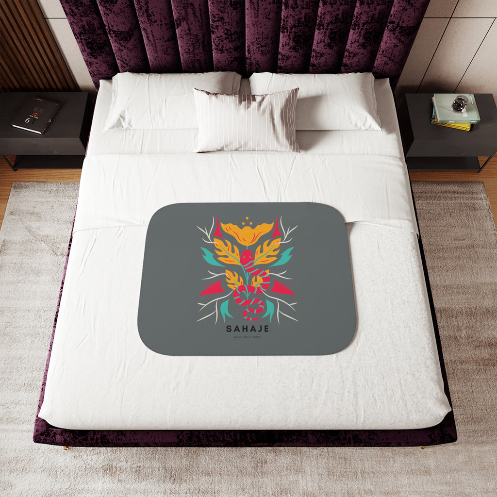Sahaje Floral Snake Sherpa Blanket – Cozy Two-Tone Throw