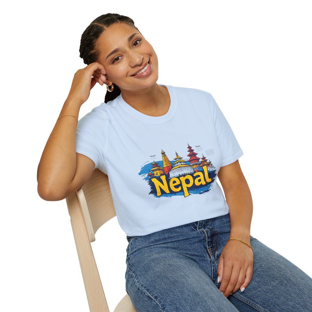 Nepal Temple Skyline T-Shirt – Nepali Cultural Heritage Graphic Tee, Travel & Spiritual Design