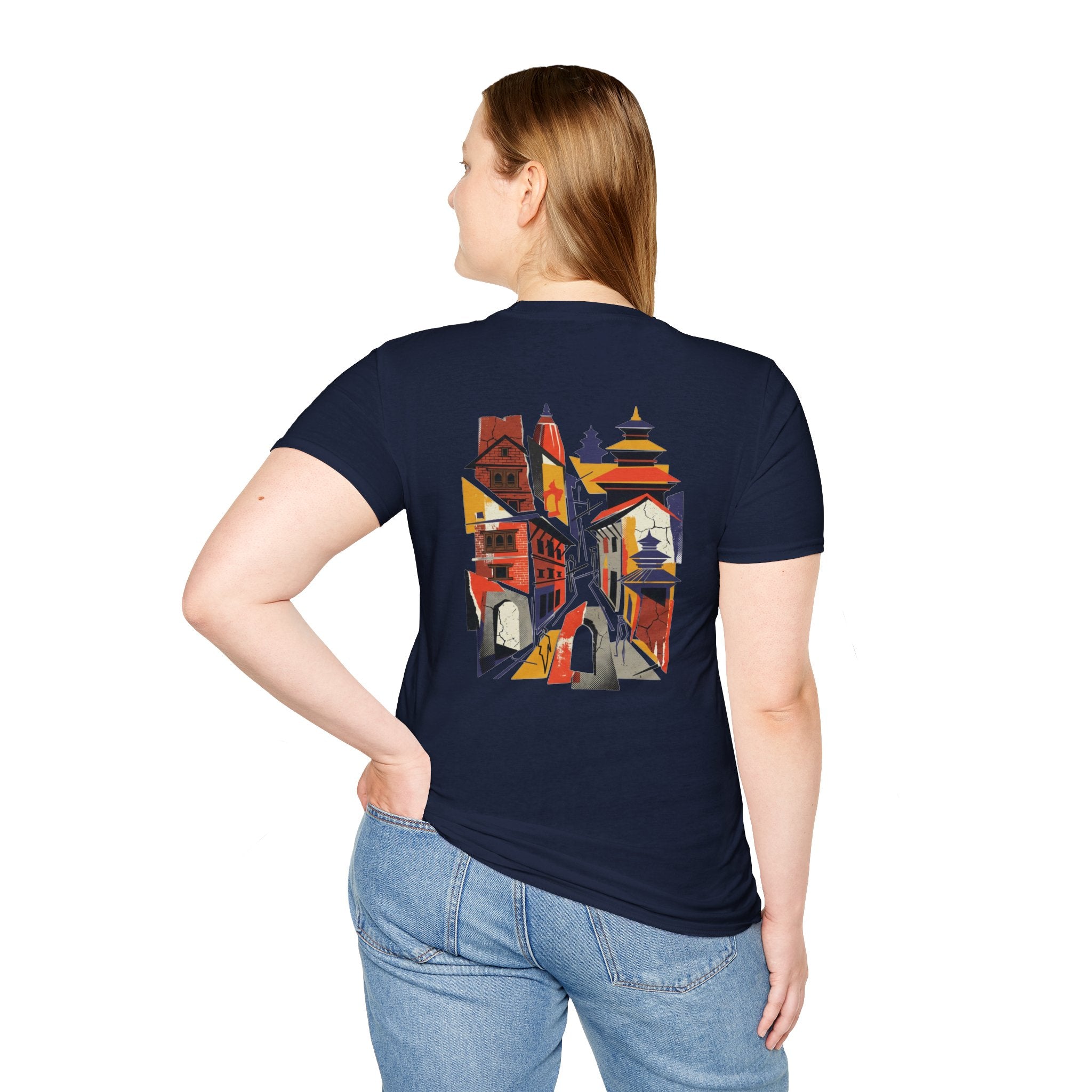 Nepal Street Scene T-Shirt — Colorful Kathmandu Illustration Tee