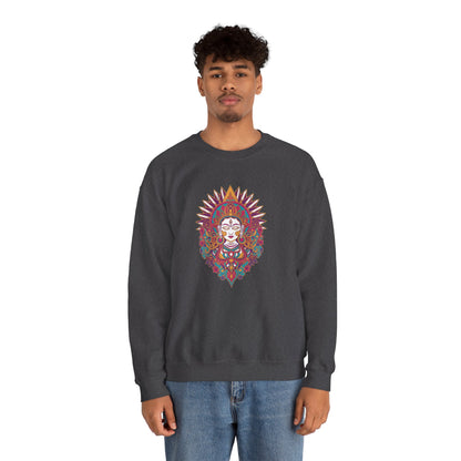 Crewneck Sweatshirt — Colorful Mandala Goddess Graphic