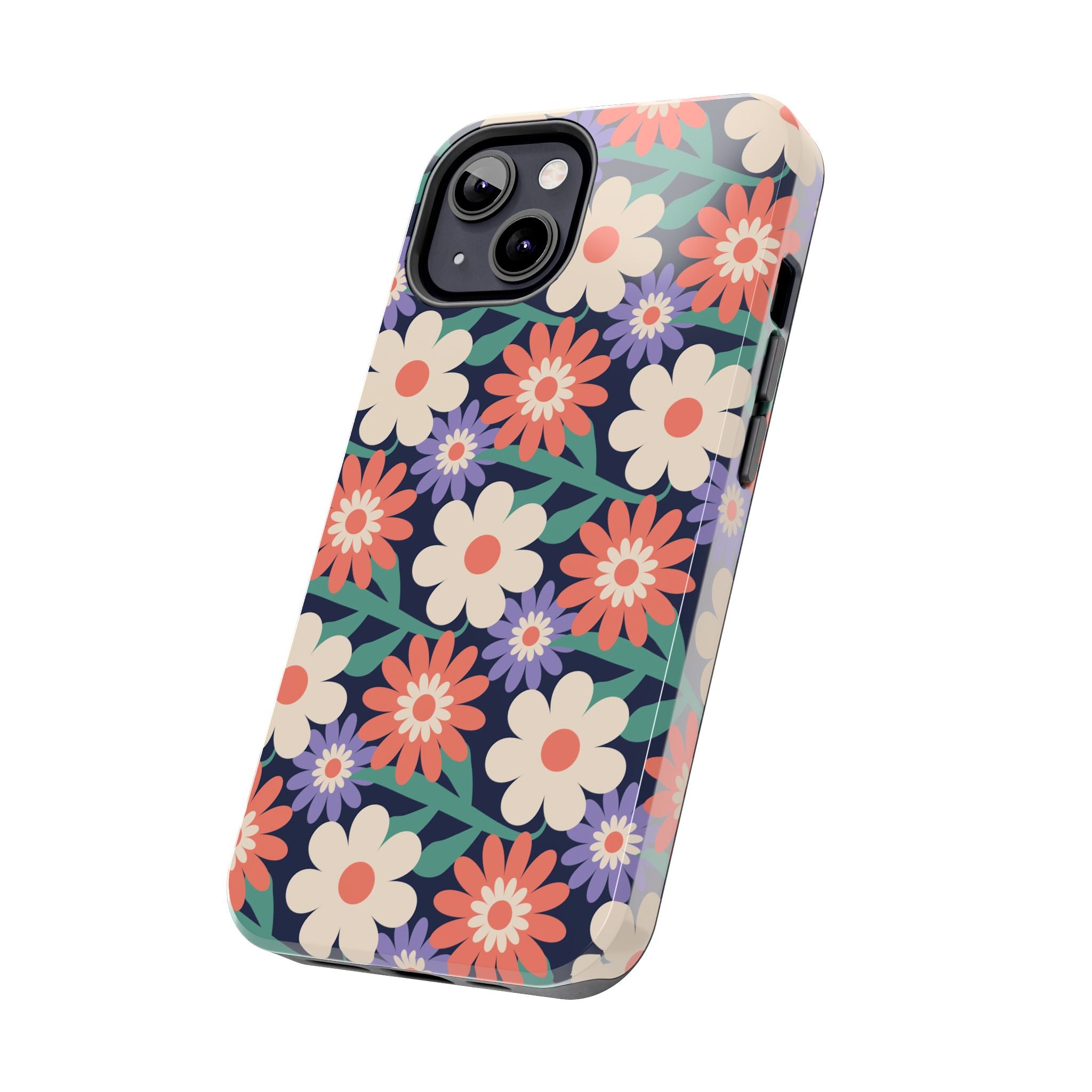 Floral Tough Phone Case — Retro Daisies Protective Phone Cover