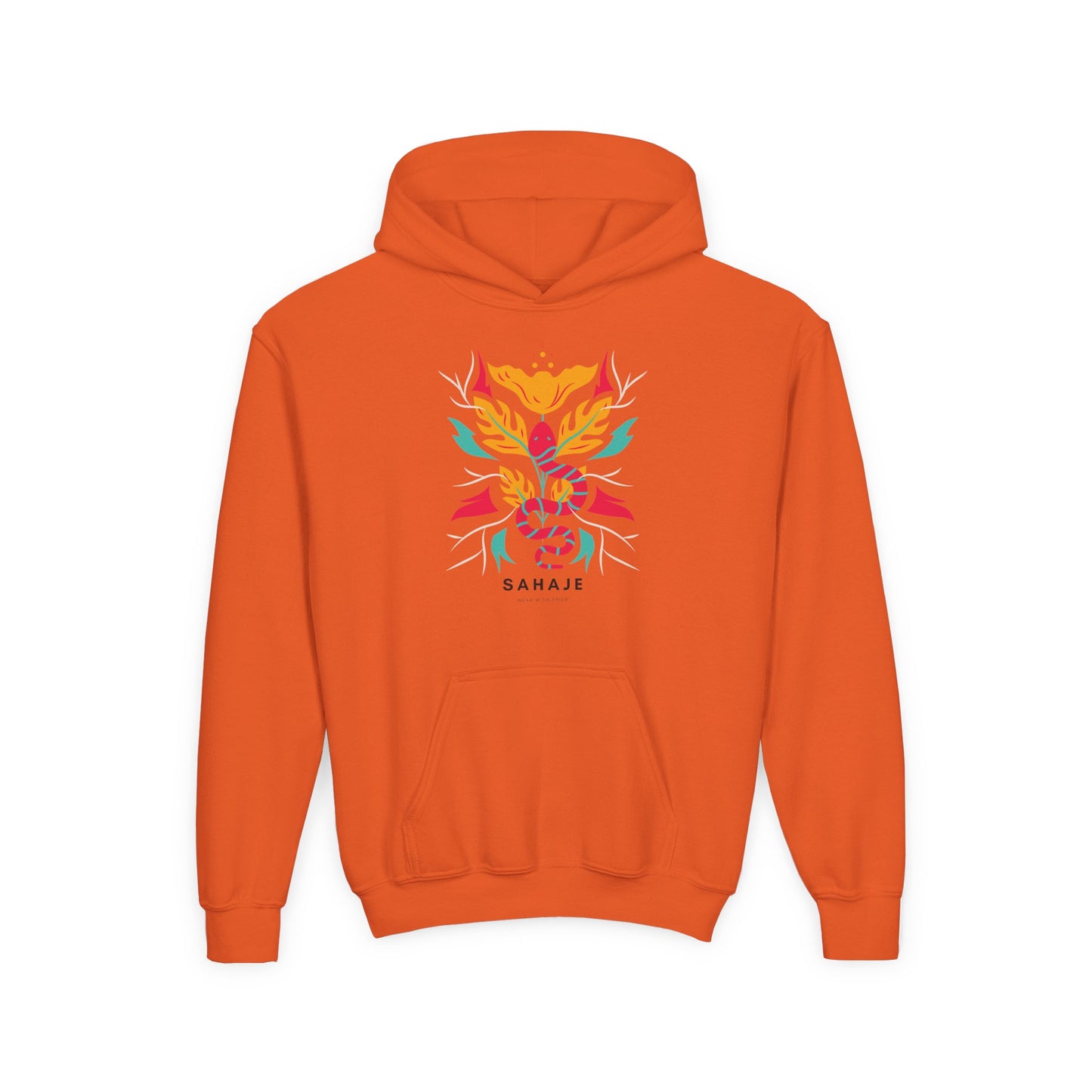 Youth Hoodie — Colorful Sahaja Floral Serpent Design