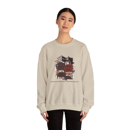 Crewneck Sweatshirt — Vintage Camper Roadtrip Illustration ("Where's Every Place I’ve Been, and Every Place I’m Going")