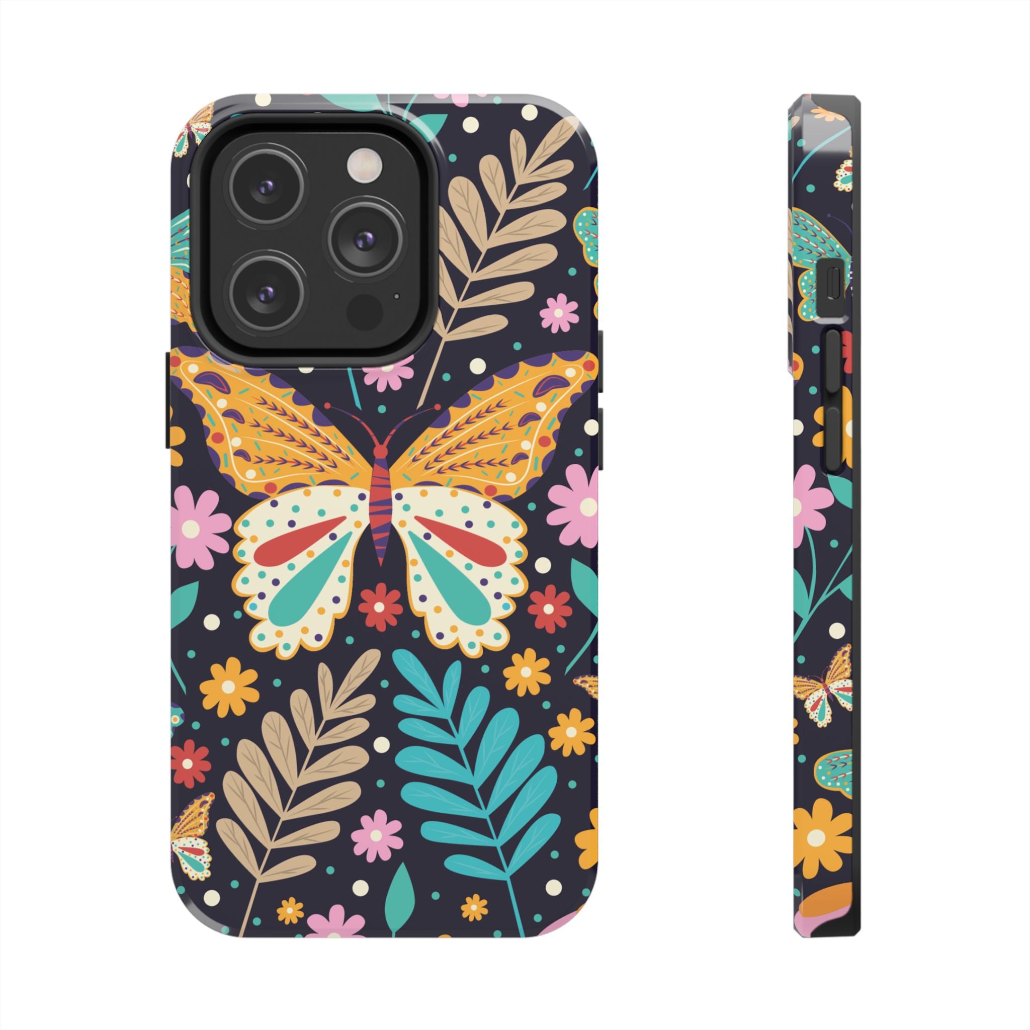 Floral Butterfly Tough Phone Case — Colorful Garden Protective Cover