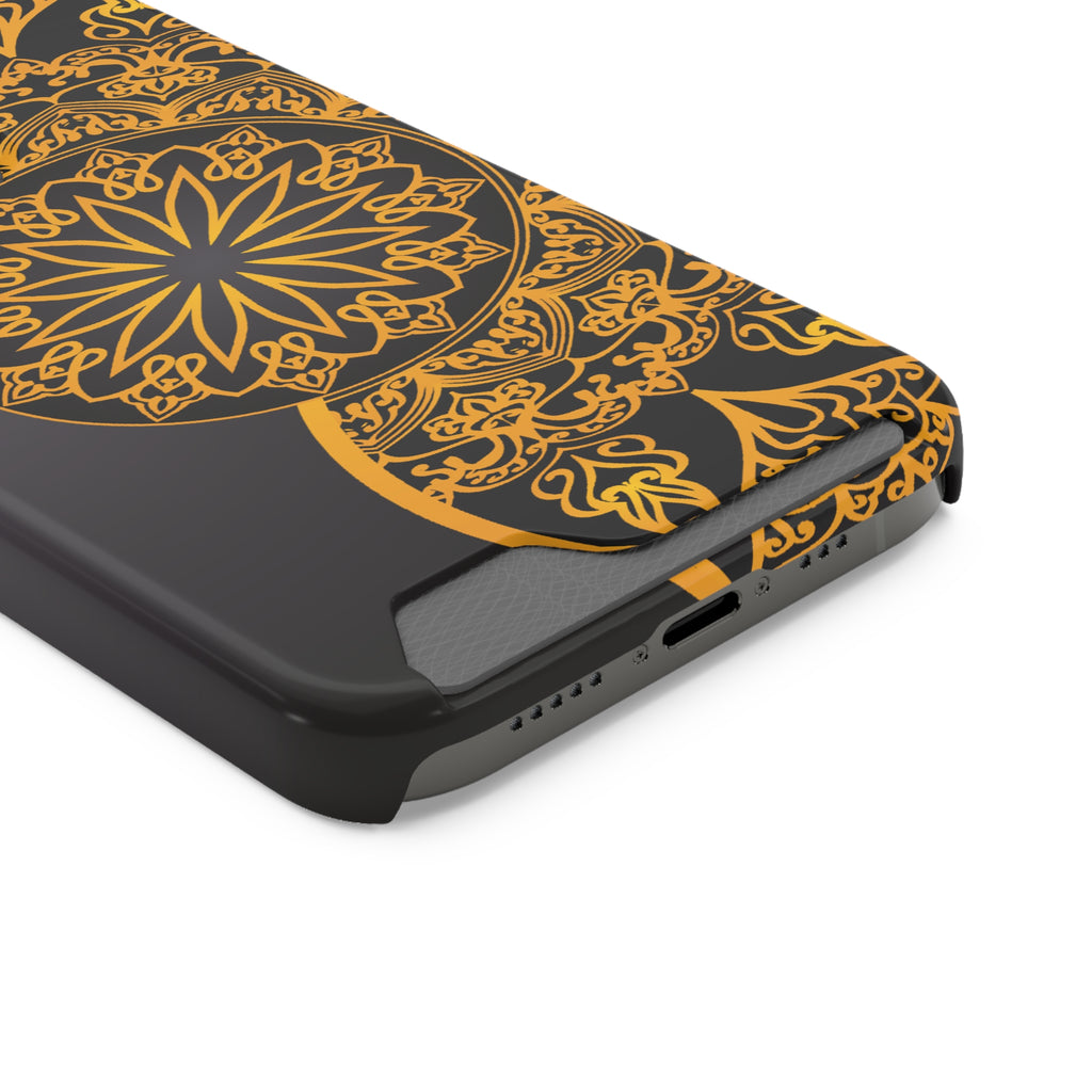 Elegant Mandala Phone Case With Card Holder, Boho Chic Gift, Smartphone Protector, Functional Accessory, Stylish Tech Decor