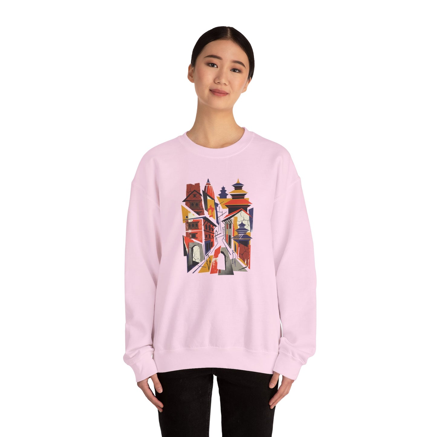 Crewneck Sweatshirt — Abstract Cityscape Graphic (Colorful Architectural Illustration)