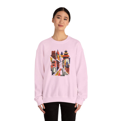 Crewneck Sweatshirt — Abstract Cityscape Graphic (Colorful Architectural Illustration)