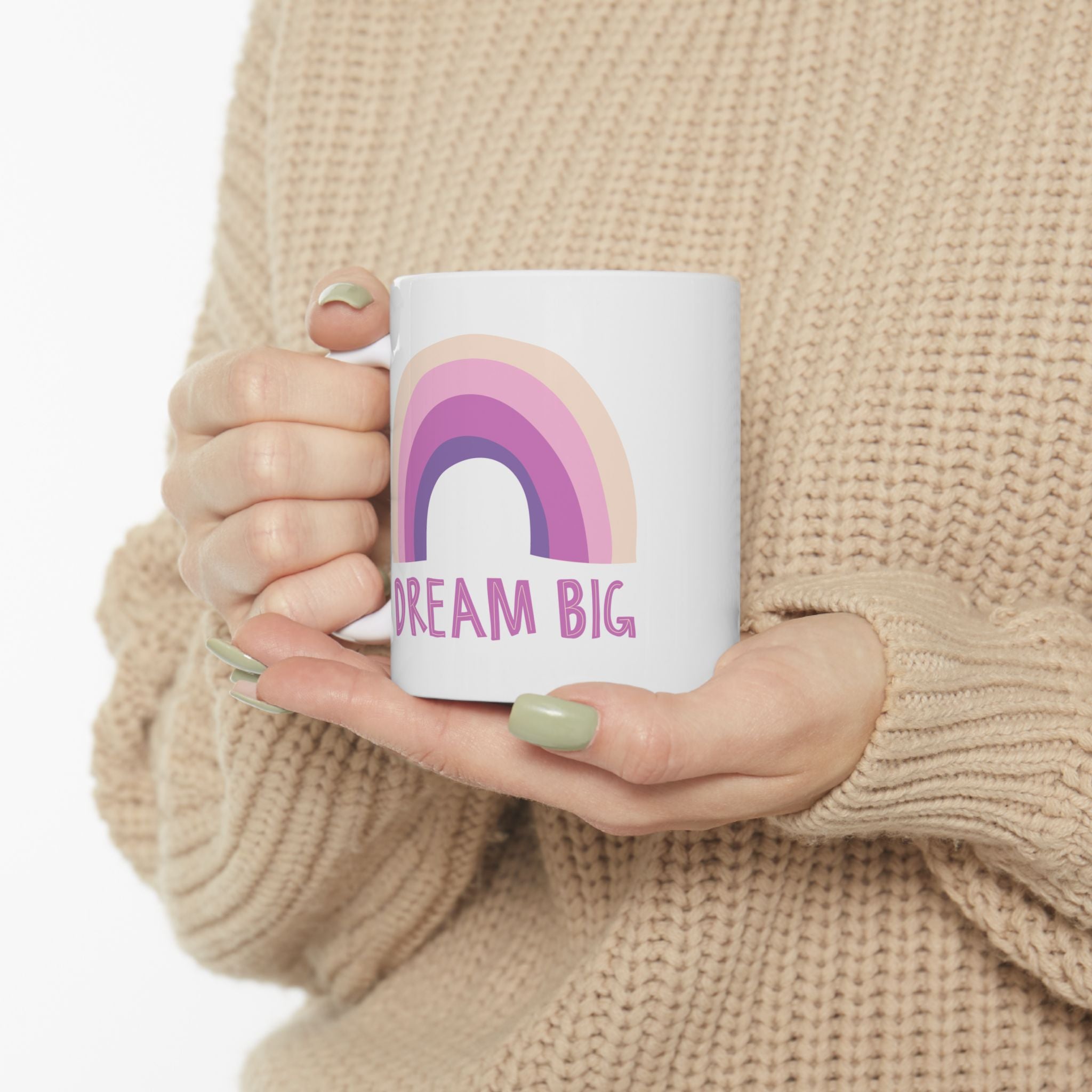 Motivational Rainbow Ceramic Mug - Inspirational Coffee Cup, Gifts for Dreamers, Bright Colorful Drinkware, Cute Office Mug, 11oz, 15oz