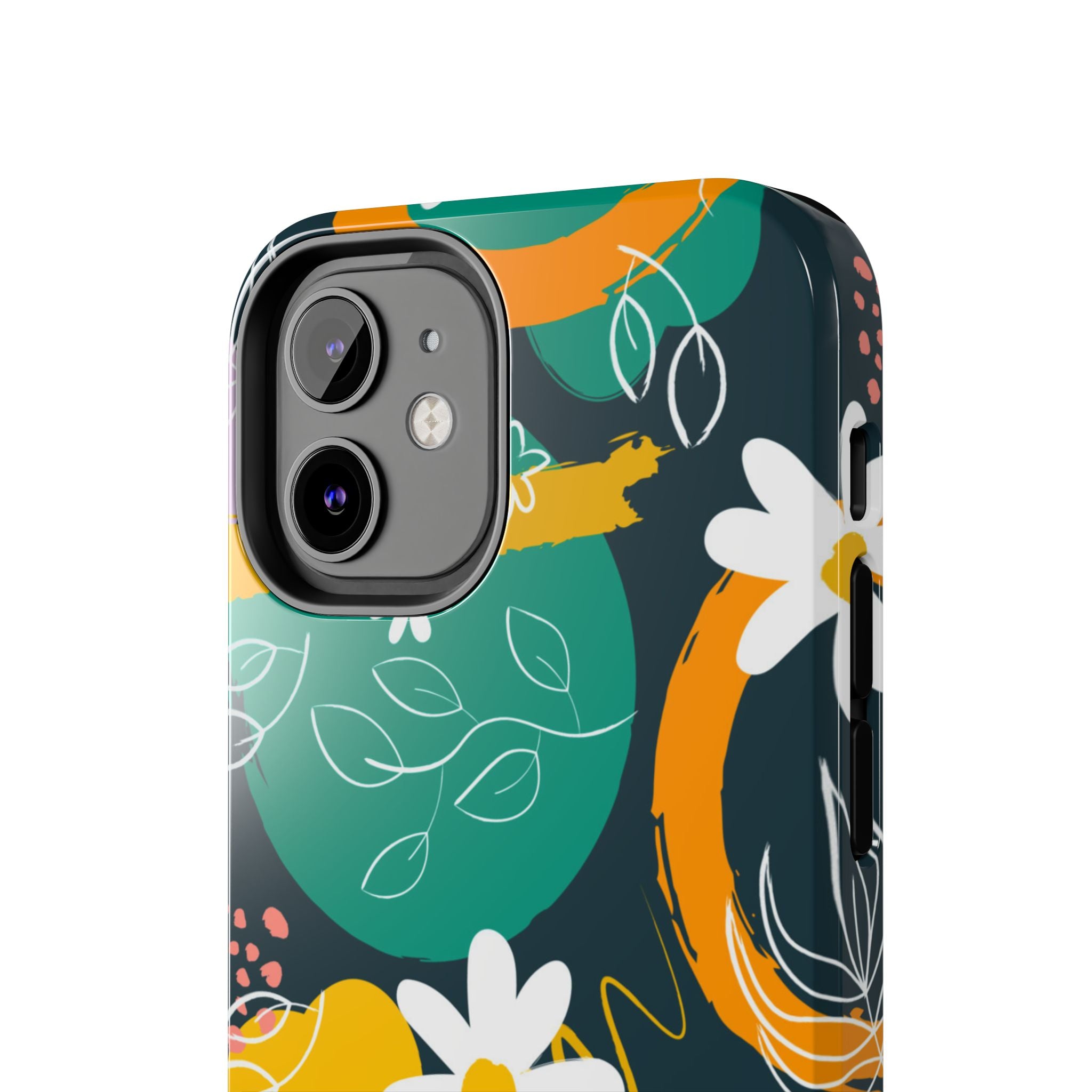 Floral Abstract Tough Phone Case — Colorful Daisies & Brushstroke Design