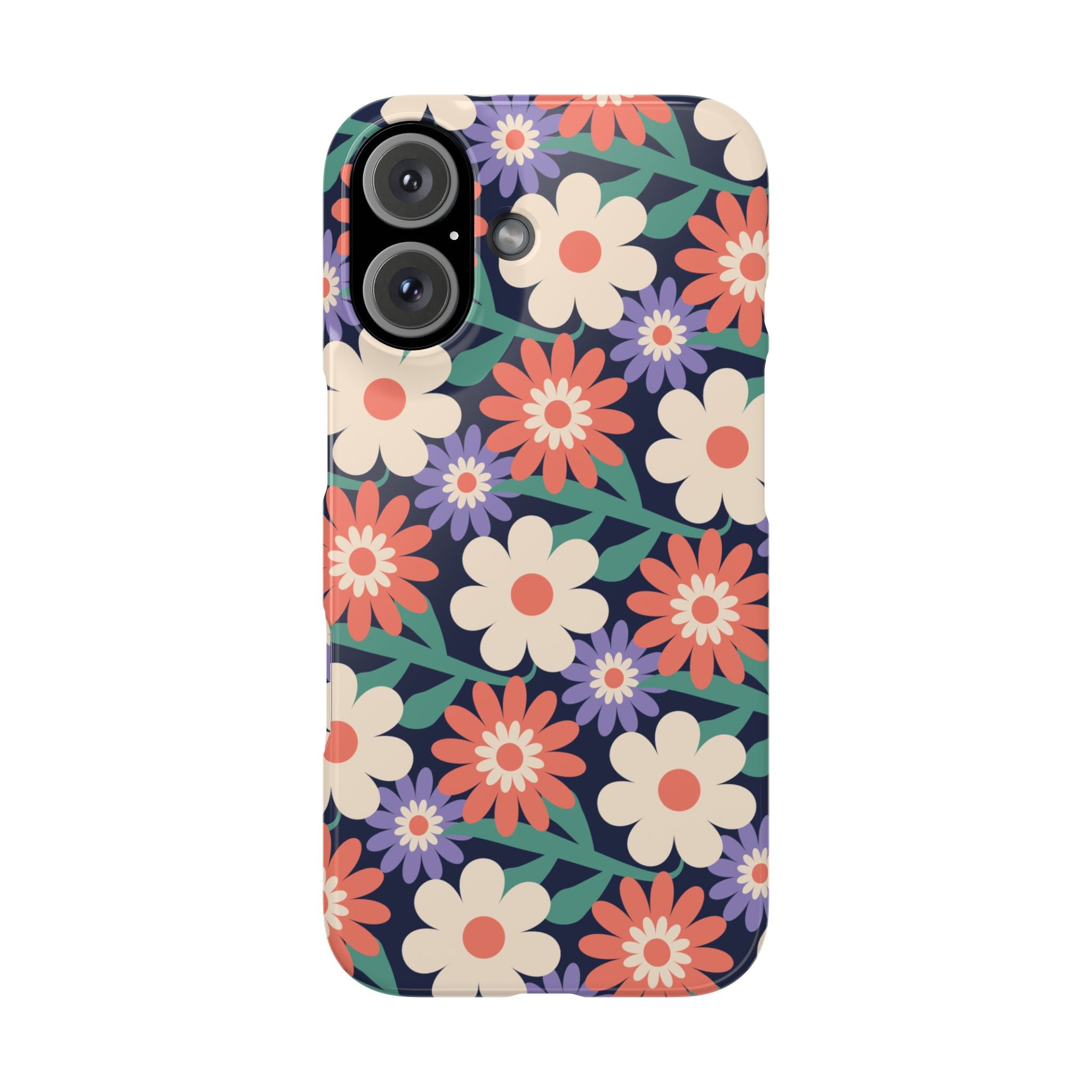 Floral Retro Slim Phone Case – Navy Ditsy Flowers