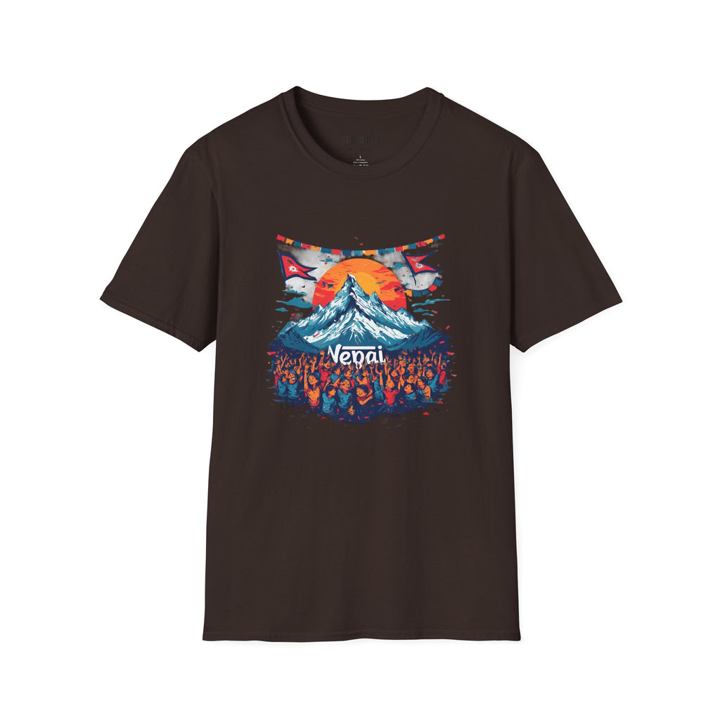 Nepal Mountain Sunrise T-Shirt — Retro Trekking Graphic Tee