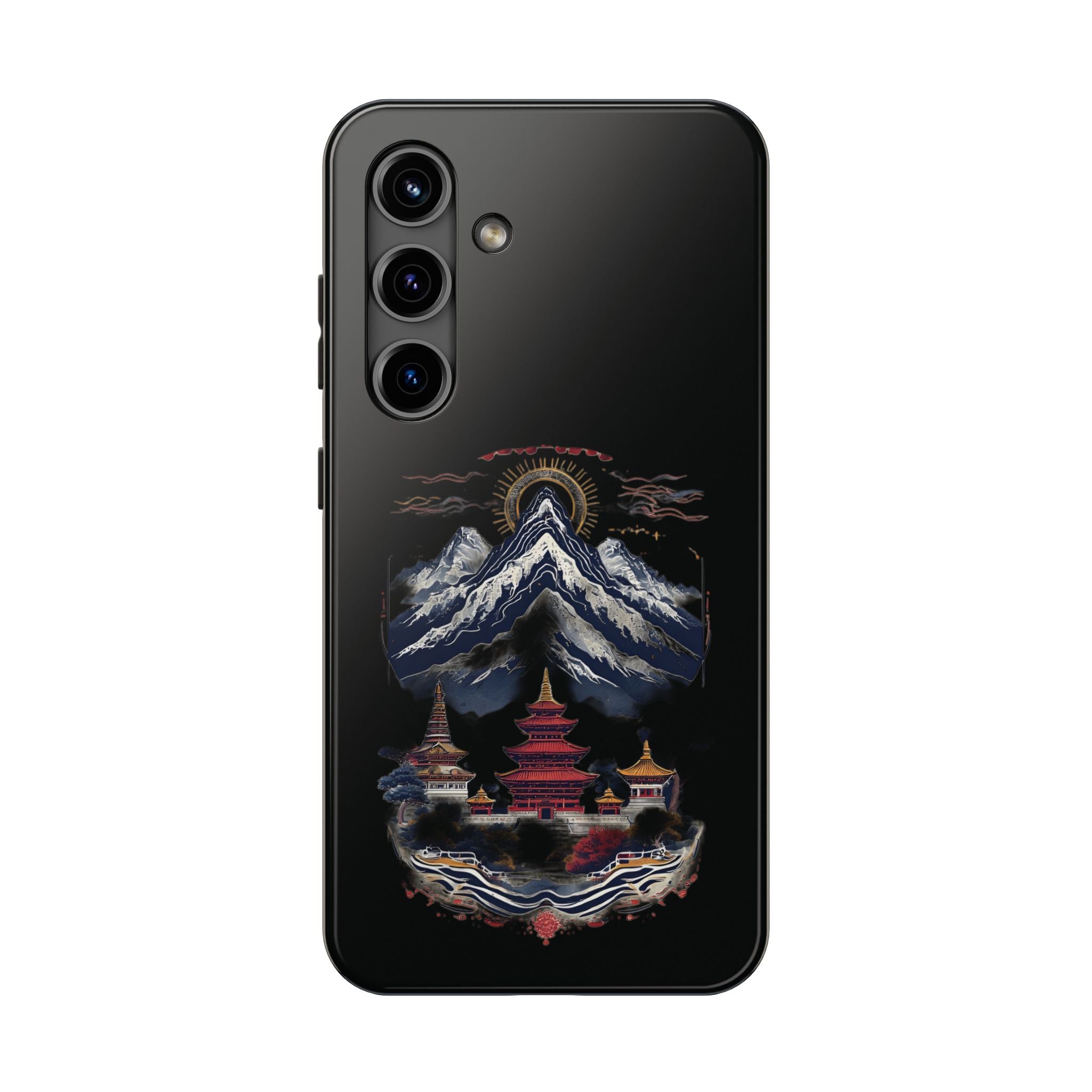 Mountain Temple Tough Phone Case — Japanese-Inspired Landscape Phone Cover