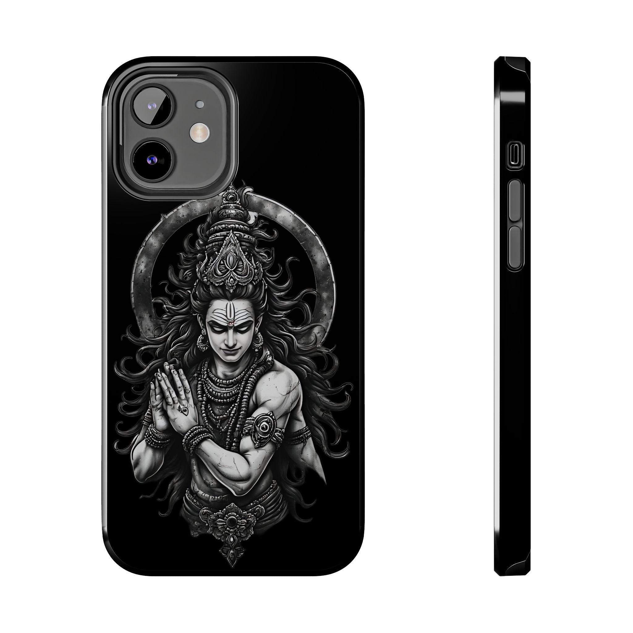 Shiva Tough Phone Case — Black Protective Hindu Deity Design