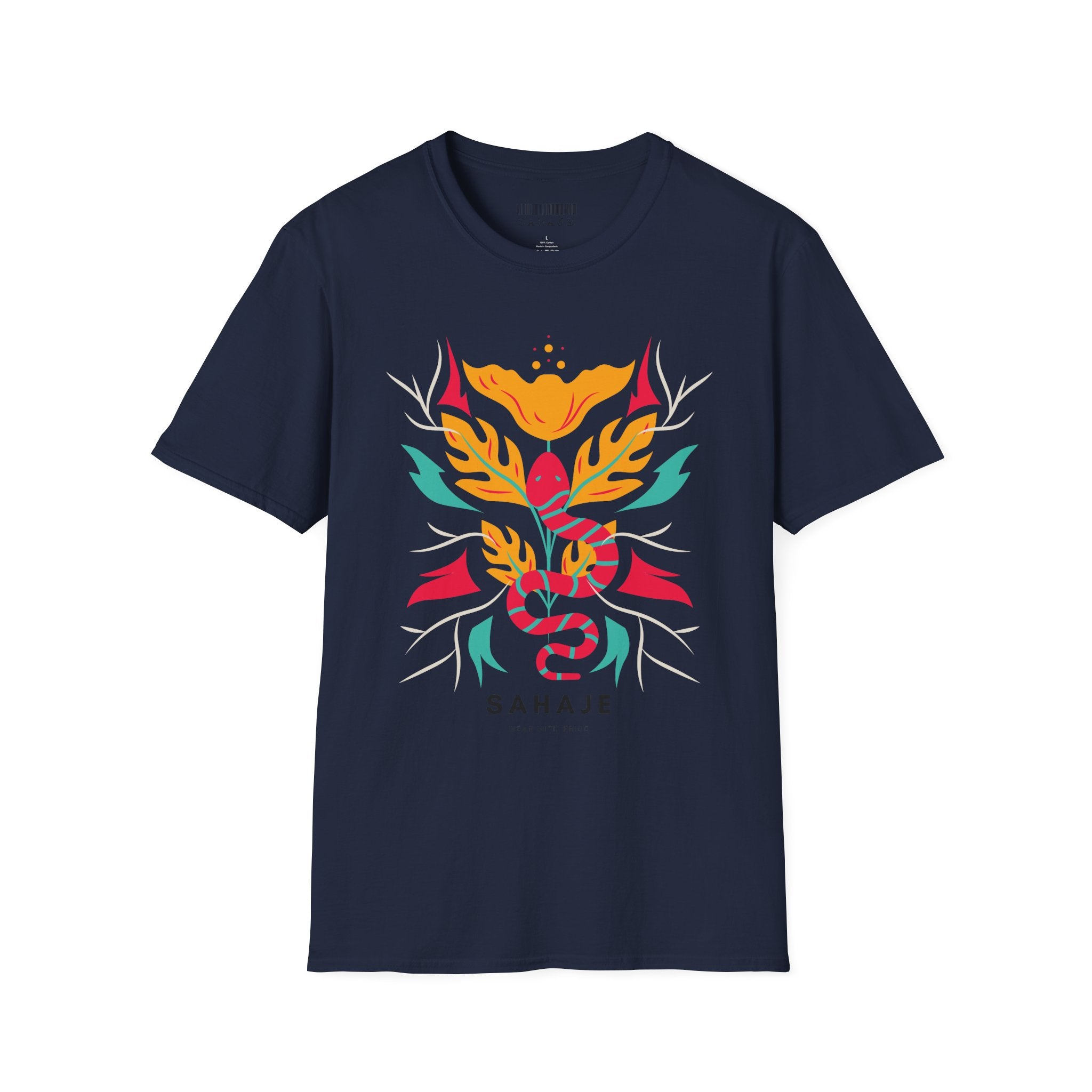 Sahaje Floral Snake Graphic T‑Shirt — Colorful Botanical Serpent Tee