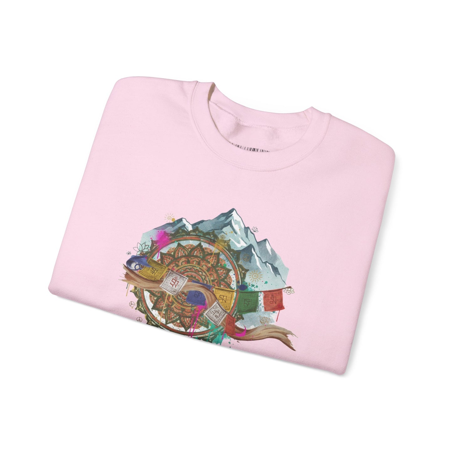 Adventure Mountain Crewneck Sweatshirt — Colorful Hiking Compass & Peaks Design