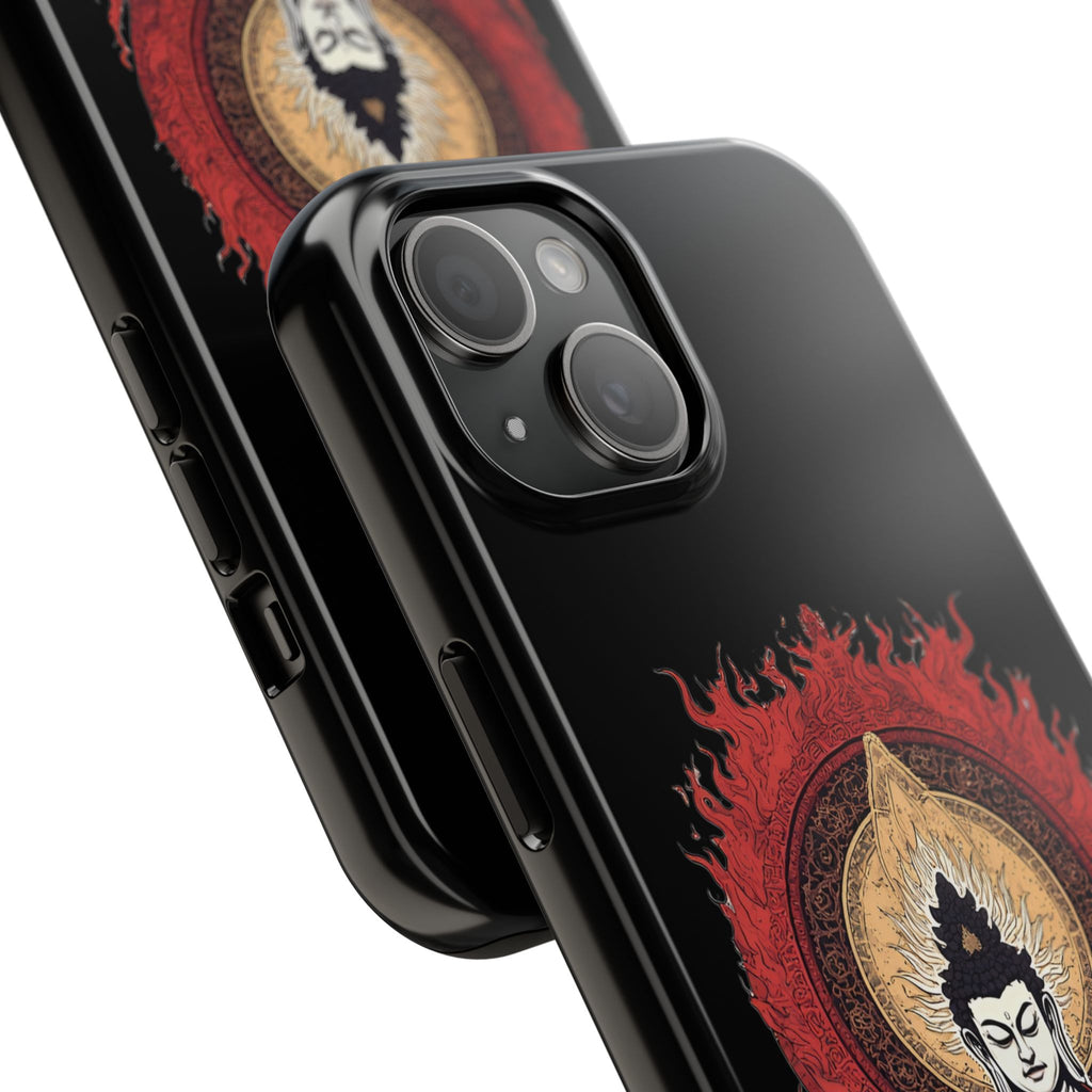 Buddha Meditation Tough Phone Case — Flame Halo Lotus Spiritual Protective Cover