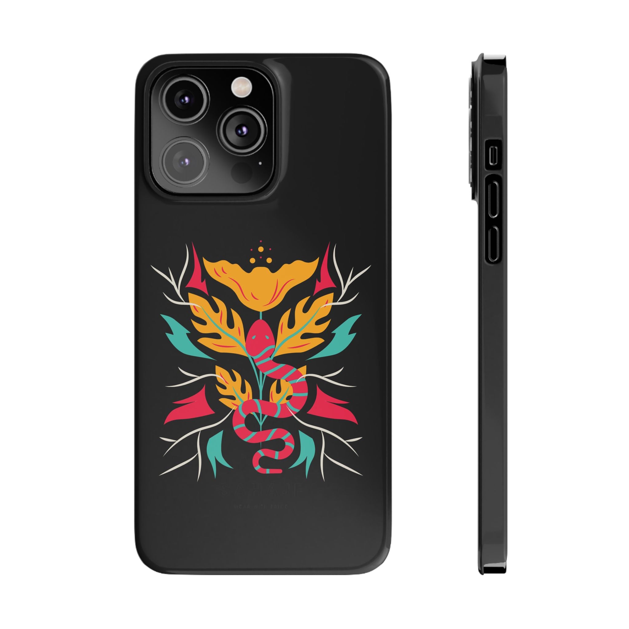 Colorful Floral Snake Slim Phone Case, Trendy Phone Accessories, Unique Gift for Nature Lovers, Modern Phone Cover, Stylish Protection